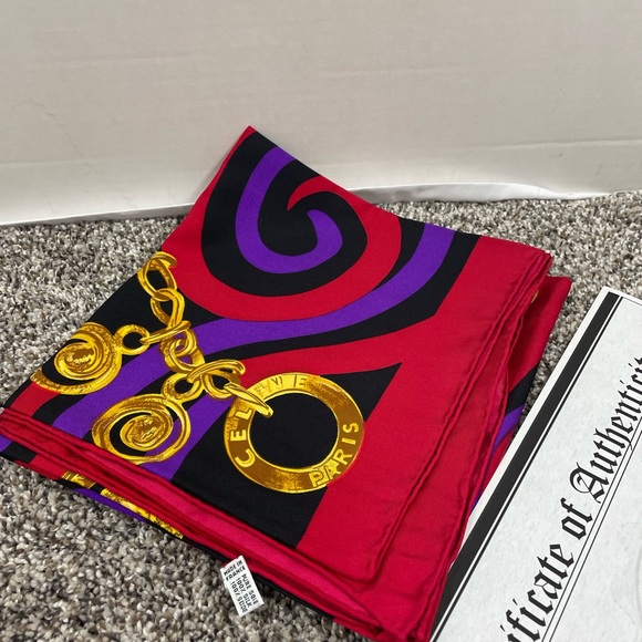 Authentic CELINE silk scarf with certificate 34x34” - Picture 2 of 10